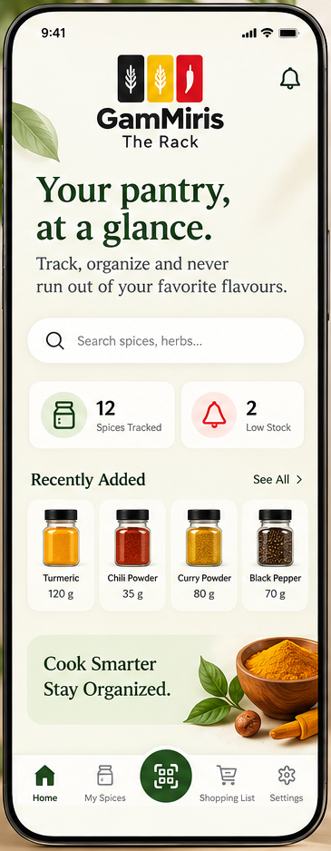Your pantry, at a glance. — Ingredient stock and low-stock alerts